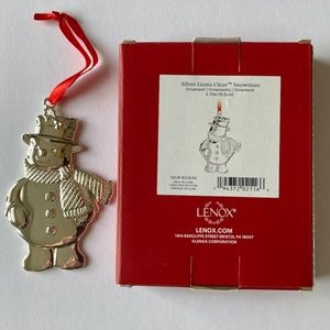 NIB Lenox Snowman Ornament Silver Gems Collection Clear "Gem" Buttons SKU 893944